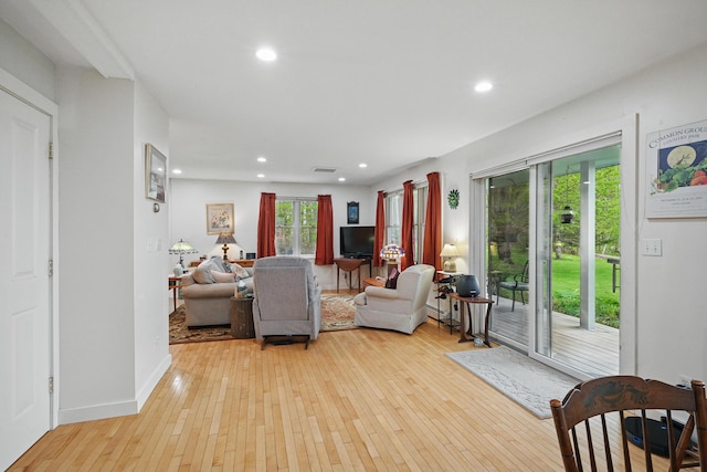 17 Lincoln Ln, Newcastle, ME 04553 - living area with light wood finished floors, recessed lighting, and baseboards