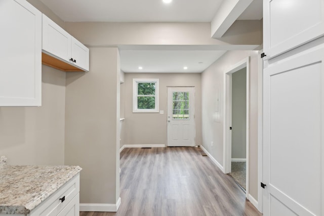 834-836 Sebago Rd, Sebago, ME 04029 - mudroom featuring light wood-style flooring, baseboards, and recessed lighting
