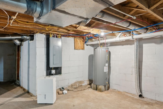 834-836 Sebago Rd, Sebago, ME 04029 - unfinished basement featuring electric water heater and electric panel