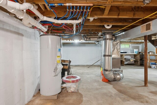 834-836 Sebago Rd, Sebago, ME 04029 - basement with water heater