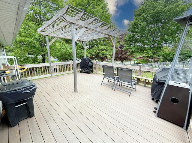 24 Mitchell St, Lewiston, ME 04240 - wooden terrace featuring a pergola