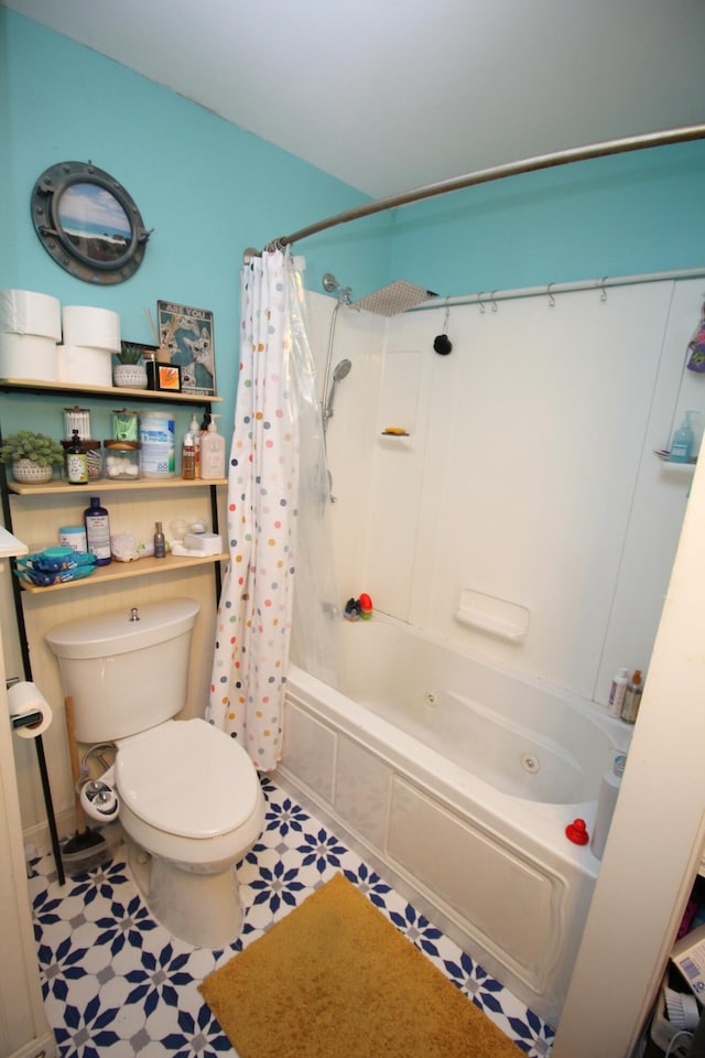 24 Mitchell St, Lewiston, ME 04240 - full bath featuring toilet, a combined bath / shower with jetted tub, and tile patterned floors