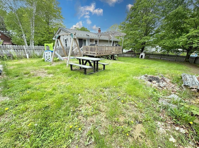 24 Mitchell St, Lewiston, ME 04240 - view of yard with a deck and a pergola