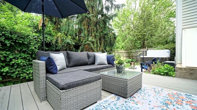 53 Gray Rd, Gorham, ME 04038 - wooden deck with an outdoor hangout area