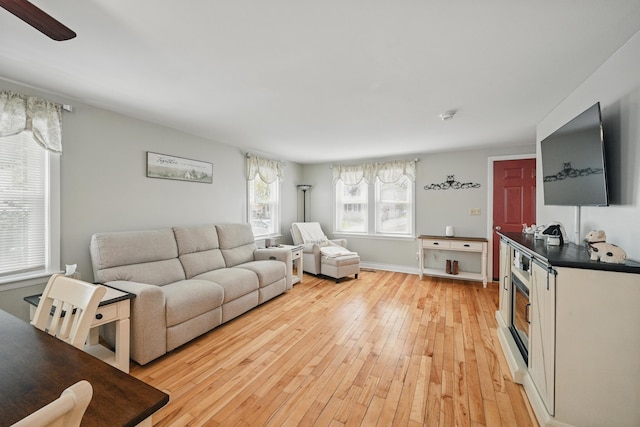 29 Emanual Dr, Brunswick, ME 04011 - living area featuring light wood-style floors and a ceiling fan