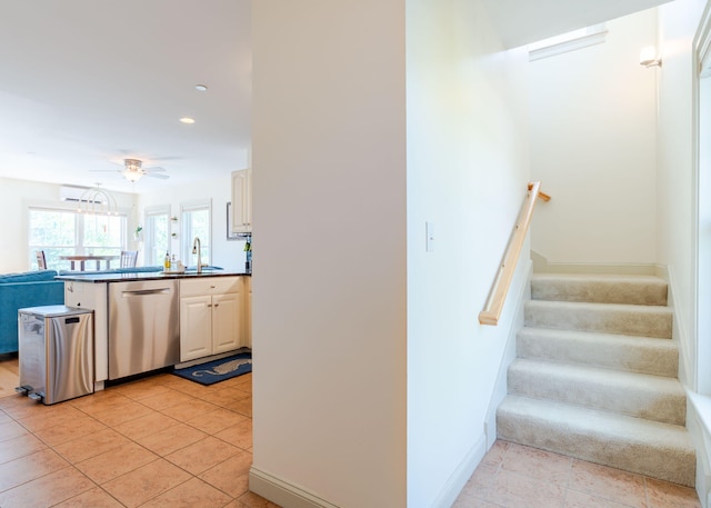 22 Cormorant Pl Unit 22, South Portland, ME 04106 - staircase featuring recessed lighting, ceiling fan, and baseboards
