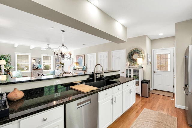 19 Winding Brook Ln S Unit 19, Wells, ME 04090 - kitchen featuring a sink, appliances with stainless steel finishes, white cabinets, plenty of natural light, and recessed lighting