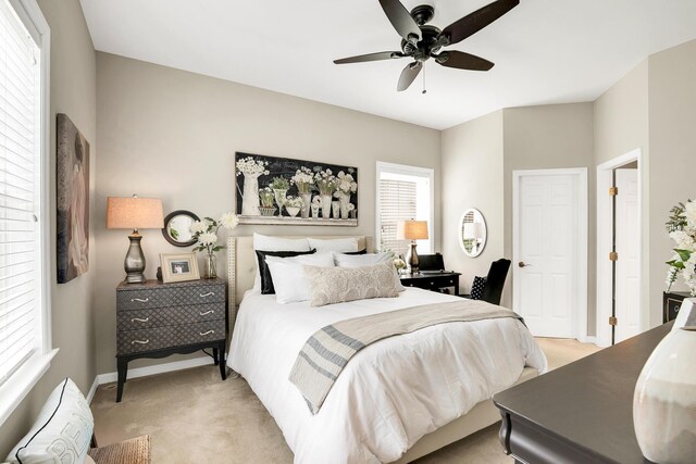 19 Winding Brook Ln S Unit 19, Wells, ME 04090 - bedroom with light colored carpet, baseboards, and ceiling fan