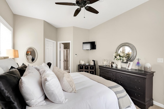 19 Winding Brook Ln S Unit 19, Wells, ME 04090 - bedroom with ensuite bath and a ceiling fan