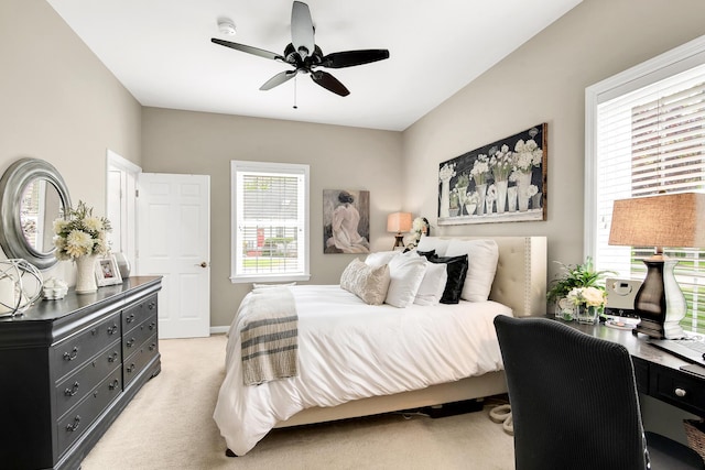 19 Winding Brook Ln S Unit 19, Wells, ME 04090 - bedroom featuring light colored carpet, ceiling fan, and baseboards