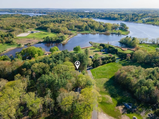 107 Tidy Rd Unit A & B, Eliot, ME 03903 - aerial overview of property's location with a large body of water and a heavily wooded area
