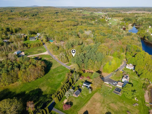 107 Tidy Rd Unit A & B, Eliot, ME 03903 - aerial view of property and surrounding area featuring a nearby body of water and a heavily wooded area
