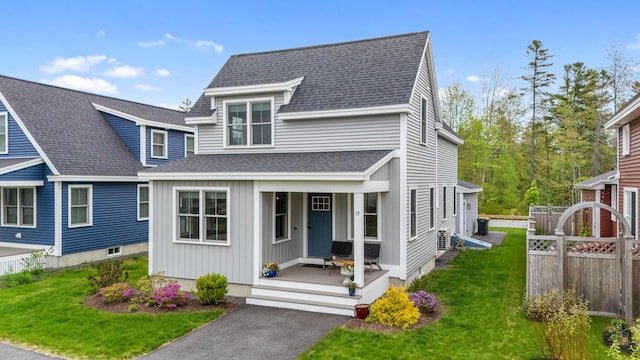 15 Pacer Way, Scarborough, ME 04074 - view of front of property featuring a porch, a shingled roof, and board and batten siding