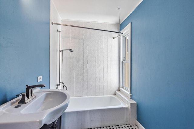2 Elm Ter, Waterville, ME 04901 - full bathroom with a sink and washtub / shower combination