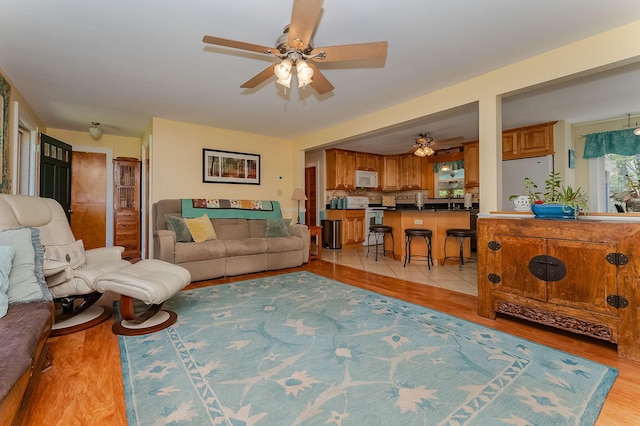 5 Nash Pkwy, Somersworth, NH 03878 - living room featuring a ceiling fan and light wood finished floors
