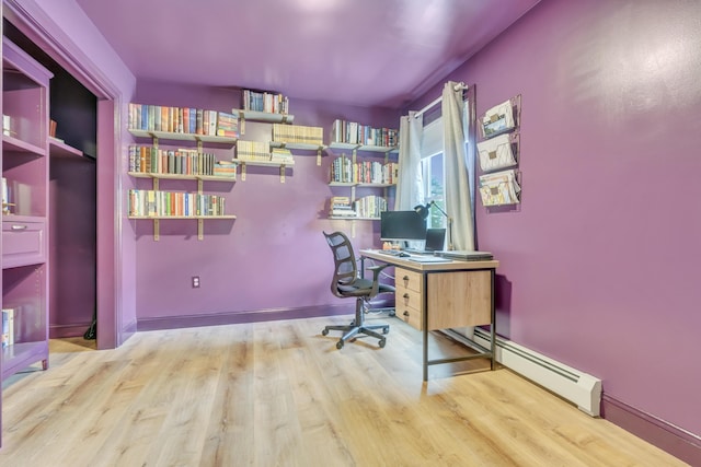 67 Overlook Rd, Windham, ME 04062 - office area featuring wood finished floors and a baseboard heating unit