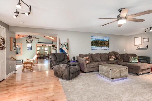 6 Sand Pond Rd, North Berwick, ME 03906 - living room with ceiling fan, track lighting, and light wood-type flooring