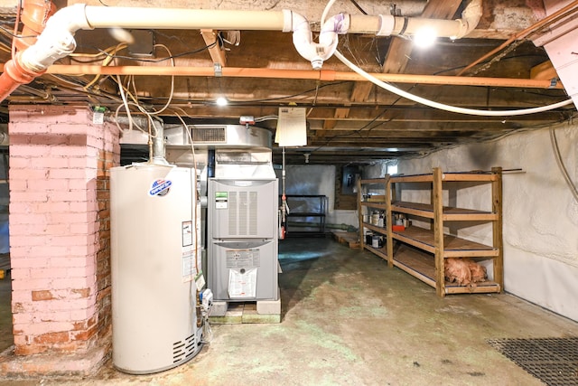 28 Colonial Rd, Westbrook, ME 04092 - unfinished basement featuring gas water heater