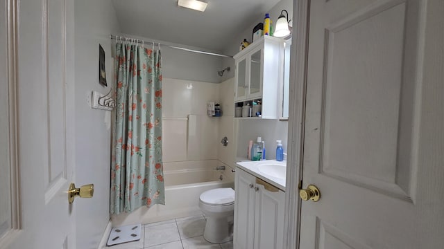 2670 Bennoch Rd, Old Town, ME 04468 - full bathroom with shower / bath combo, tile patterned flooring, toilet, and vanity