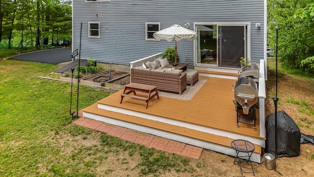 6 Emerald Ct, Berwick, ME 03901 - wooden deck featuring outdoor lounge area and a lawn