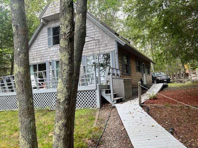 166 Ridge Rd, Frye Island, ME 04071 - view of home's exterior with a wooden deck