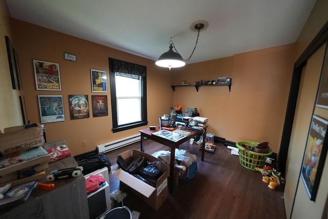 29 Columbia St, Houlton, ME 04730 - home office featuring a baseboard heating unit and wood finished floors