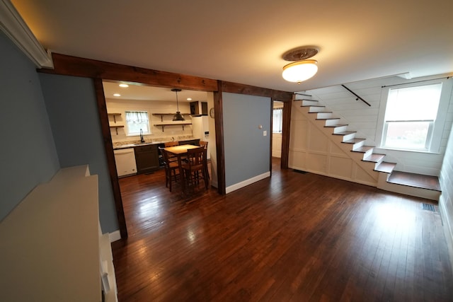 29 Columbia St, Houlton, ME 04730 - foyer featuring dark wood-style floors and stairs