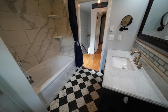 29 Columbia St, Houlton, ME 04730 - bathroom with vanity and a combined bath / shower with jetted tub