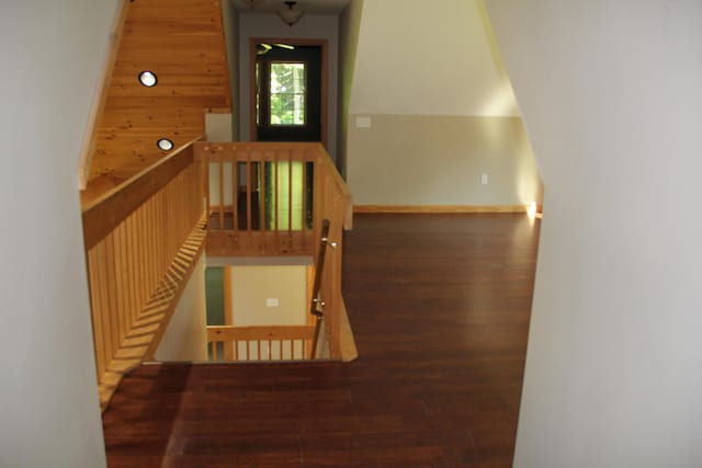 89 Drake Rd, Madison, ME 04950 - staircase featuring wood finished floors and baseboards