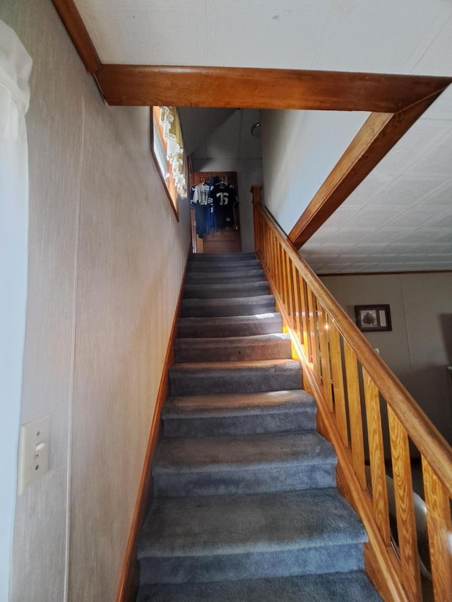 14 Somerset St, Millinocket, ME 04462 - stairs featuring carpet floors