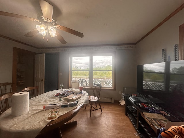 187 Purkis Rd, Buckfield, ME 04220 - bedroom with crown molding, wood finished floors, and ceiling fan
