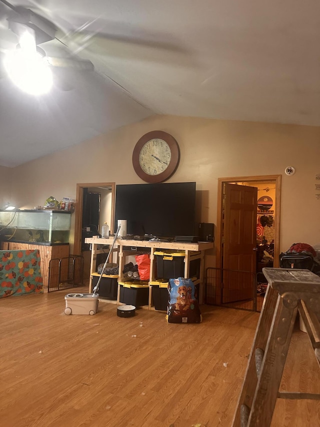 187 Purkis Rd, Buckfield, ME 04220 - living area featuring wood finished floors and lofted ceiling