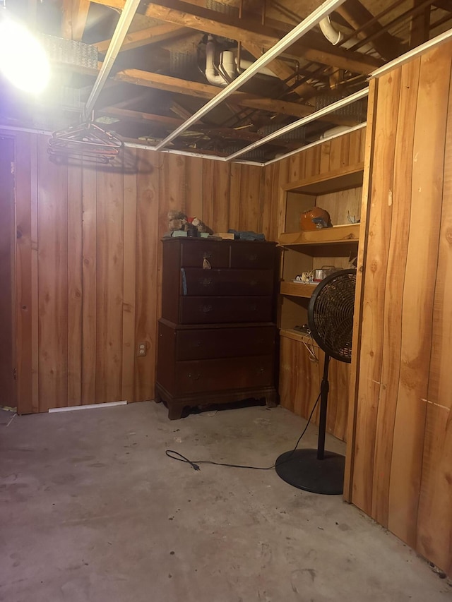 187 Purkis Rd, Buckfield, ME 04220 - unfinished below grade area with wood walls