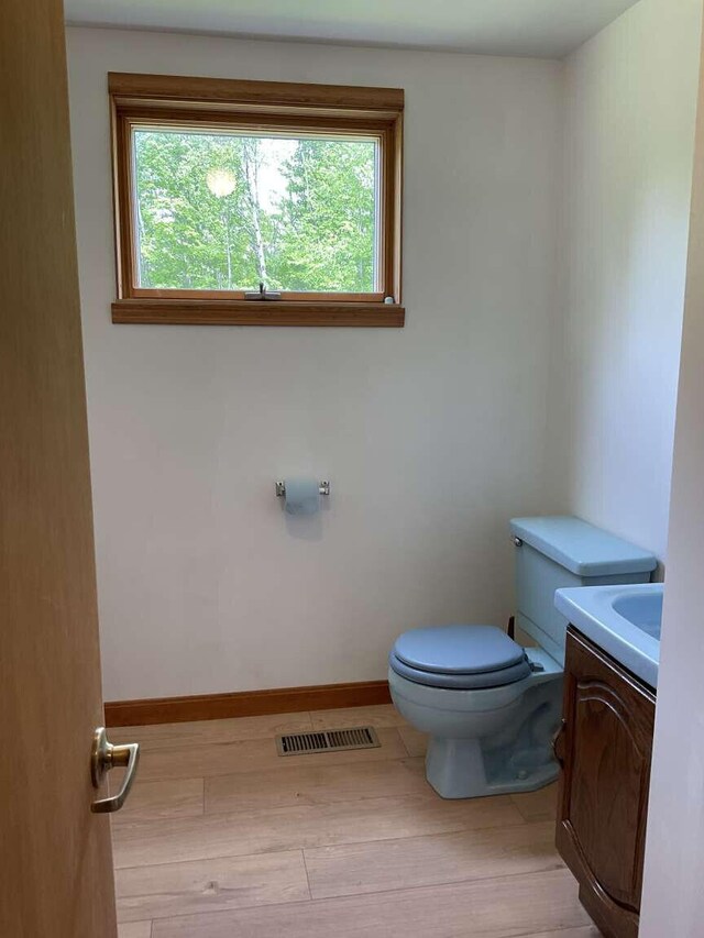 264 Watson Hill Rd, Limerick, ME 04048 - bathroom with plenty of natural light, vanity, toilet, and wood finished floors