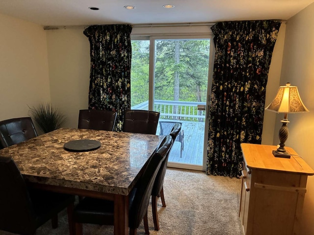 2011 Clark St, Carrabassett Valley, ME 04947 - dining room featuring light colored carpet and recessed lighting