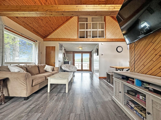 144 Sinclair Rd, Sinclair, ME 04779 - living room with wood ceiling, wood walls, wood finished floors, and vaulted ceiling