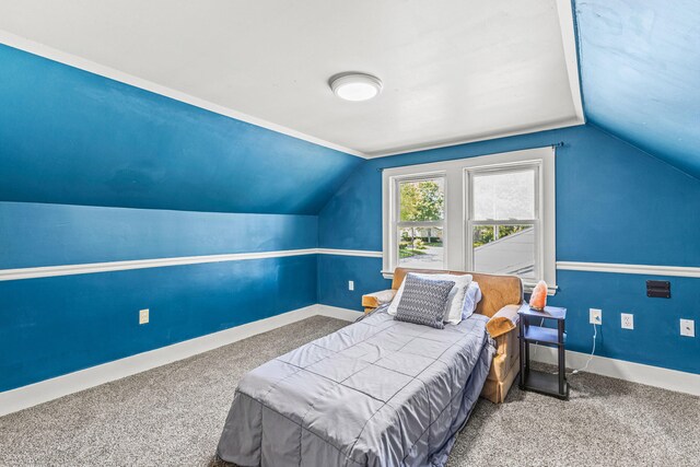 4 Hillside Ave, Biddeford, ME 04005 - carpeted bedroom with lofted ceiling and baseboards