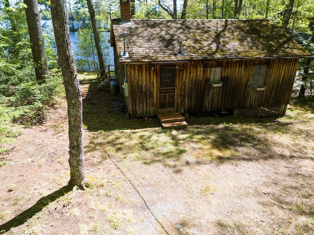 44 Cove Ln, Damariscotta, ME 04543 - view of outdoor structure featuring entry steps and a water view