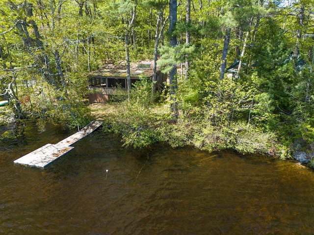 44 Cove Ln, Damariscotta, ME 04543 - dock area featuring a water view and a forest view