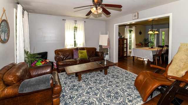 93 Maple St, Fryeburg, ME 04037 - living area with ceiling fan and wood finished floors