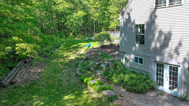93 Maple St, Fryeburg, ME 04037 - view of grassy yard with french doors