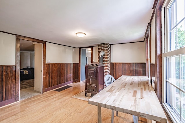 41 Bolton Hill Rd, Augusta, ME 04330 - dining room with wainscoting, wooden walls, and wood finished floors