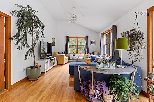 25 Parmenter Ter, China, ME 04358 - living area featuring vaulted ceiling, light wood-style floors, and ceiling fan