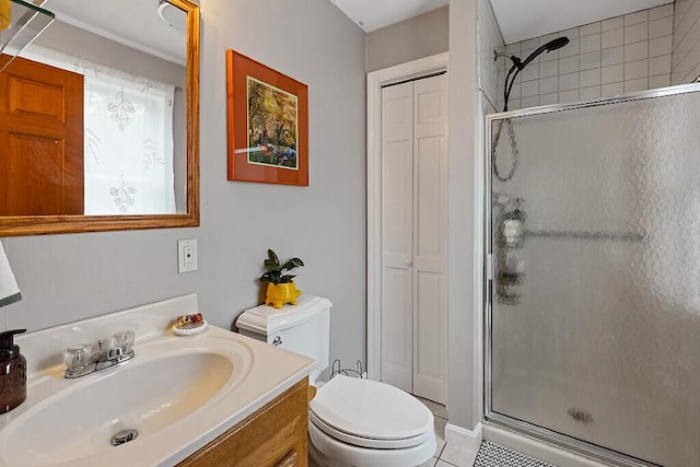 25 Parmenter Ter, China, ME 04358 - bathroom with a shower stall, toilet, vanity, and a closet