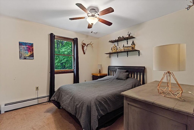 25 Parmenter Ter, China, ME 04358 - carpeted bedroom featuring baseboard heating and a ceiling fan