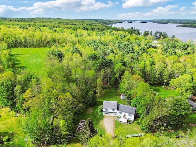 25 Parmenter Ter, China, ME 04358 - view from above of property featuring a nearby body of water and a forest