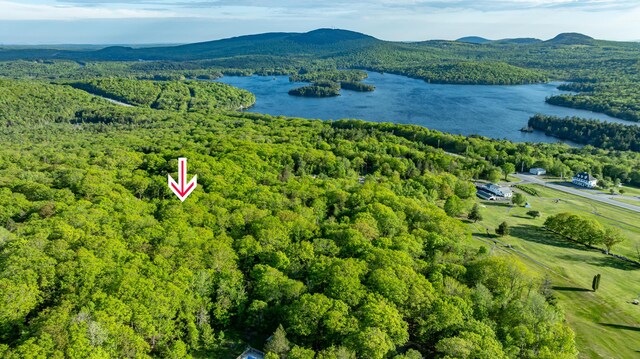 57 Sunset Rd, Dedham, ME 04429 - bird's eye view of a water and mountain view and a heavily wooded area