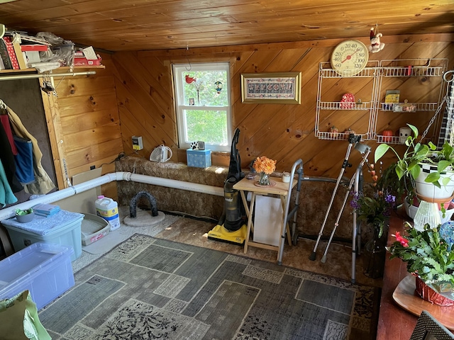 2130 Summerhaven Rd, Sidney, ME 04330 - living area featuring wooden ceiling and wood walls