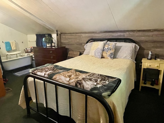 2130 Summerhaven Rd, Sidney, ME 04330 - carpeted bedroom featuring lofted ceiling