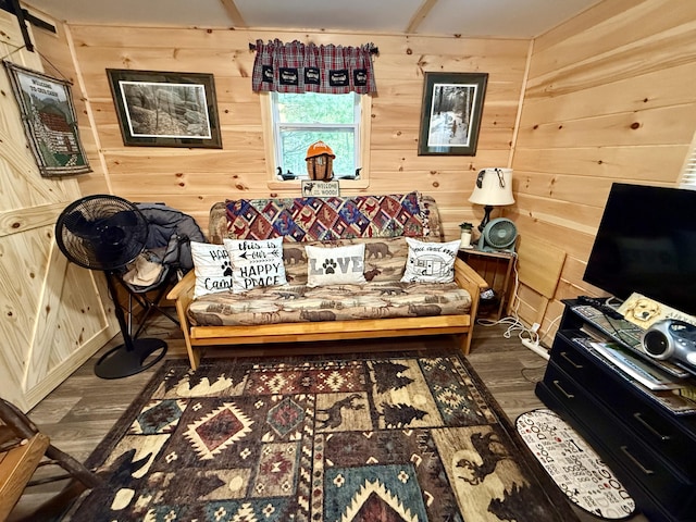 172 Blanchard Rd, Monson, ME 04464 - living area featuring wood finished floors and wooden walls